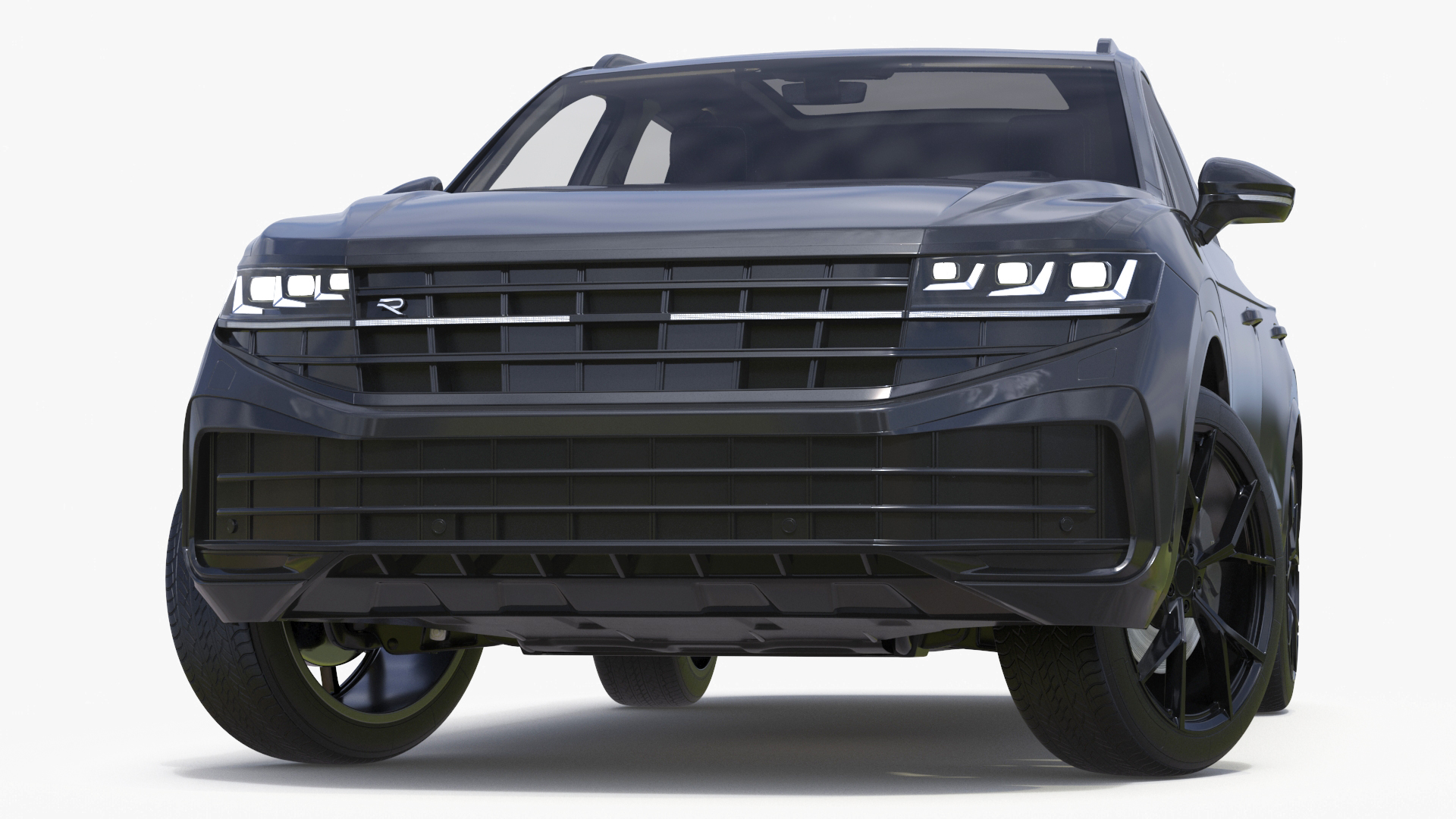 Hybrid Electric SUV Black Lights On Rigged 3D