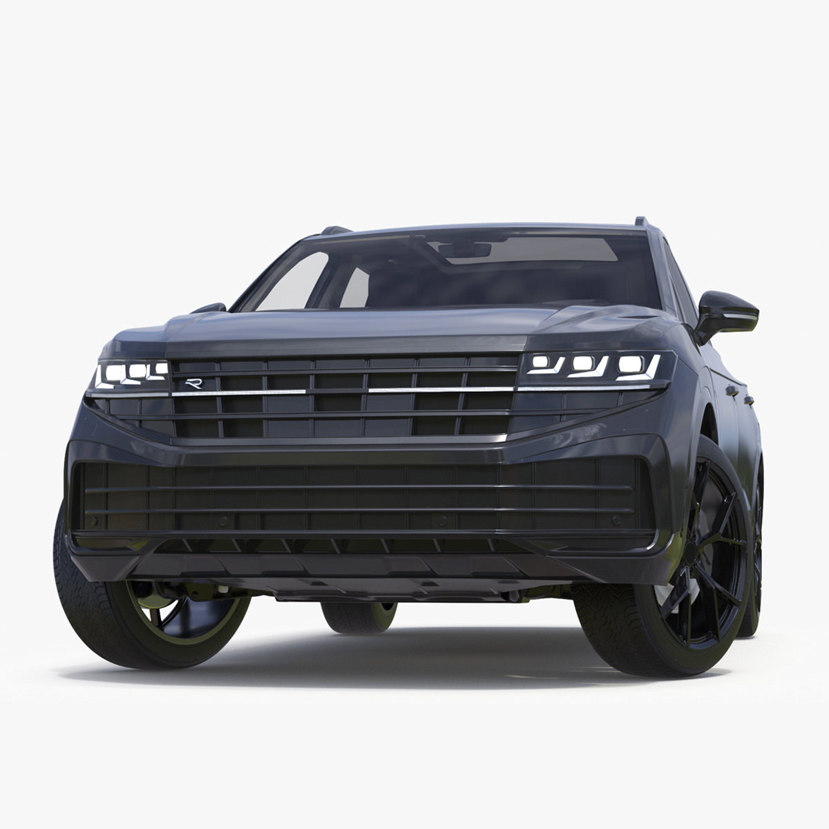 Hybrid Electric SUV Black Lights On Rigged 3D