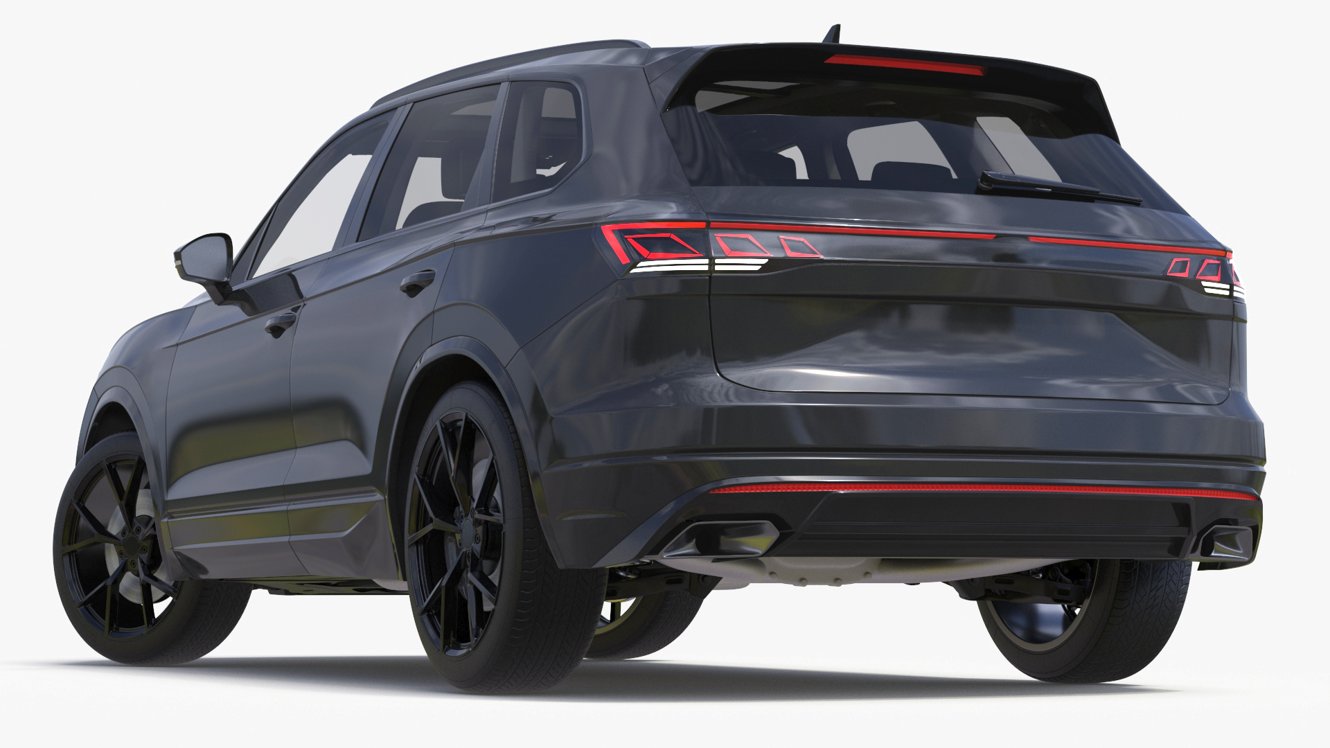 Hybrid Electric SUV Black Lights On Rigged 3D