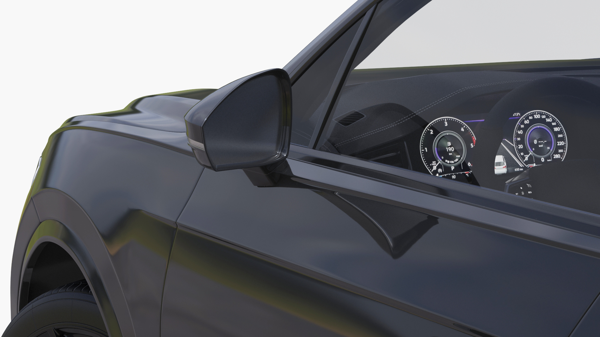 Hybrid Electric SUV Black Lights On Rigged 3D