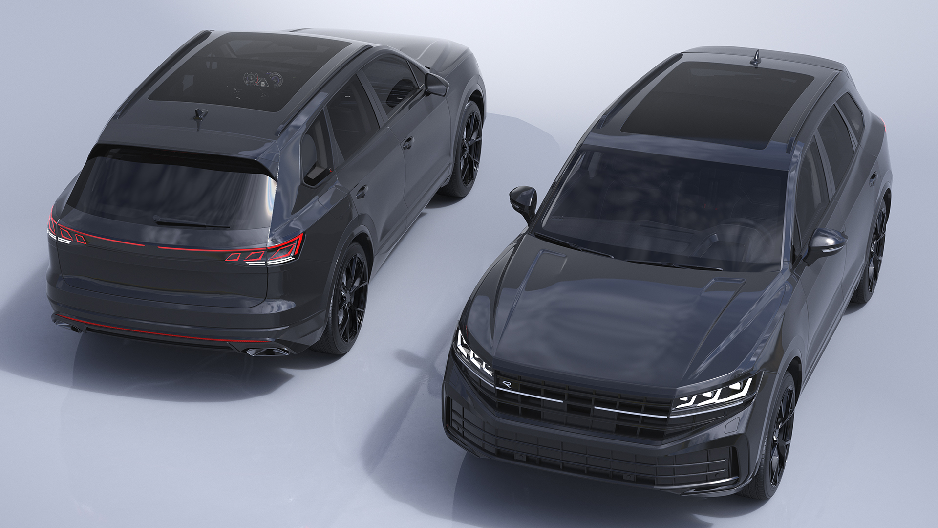 Hybrid Electric SUV Black Lights On Rigged 3D