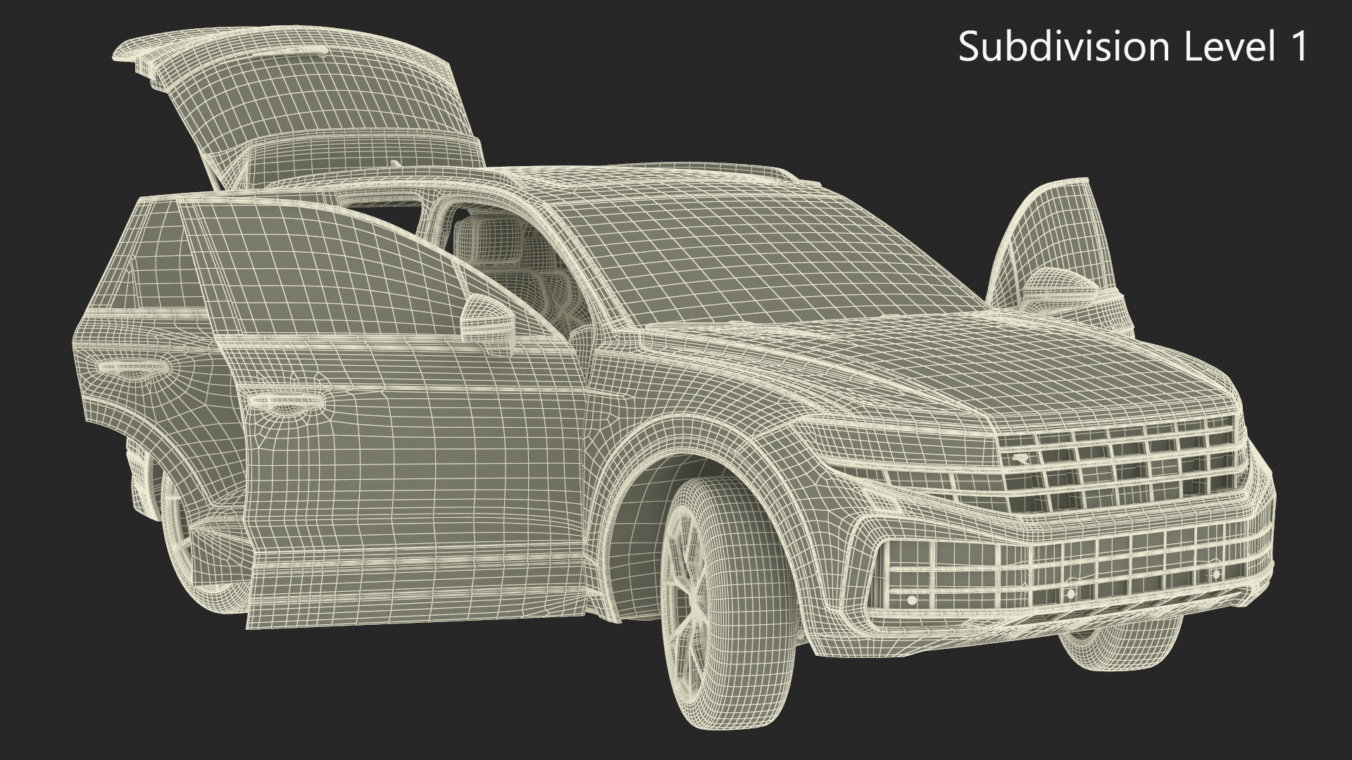 Hybrid Electric SUV Black Lights On Rigged 3D