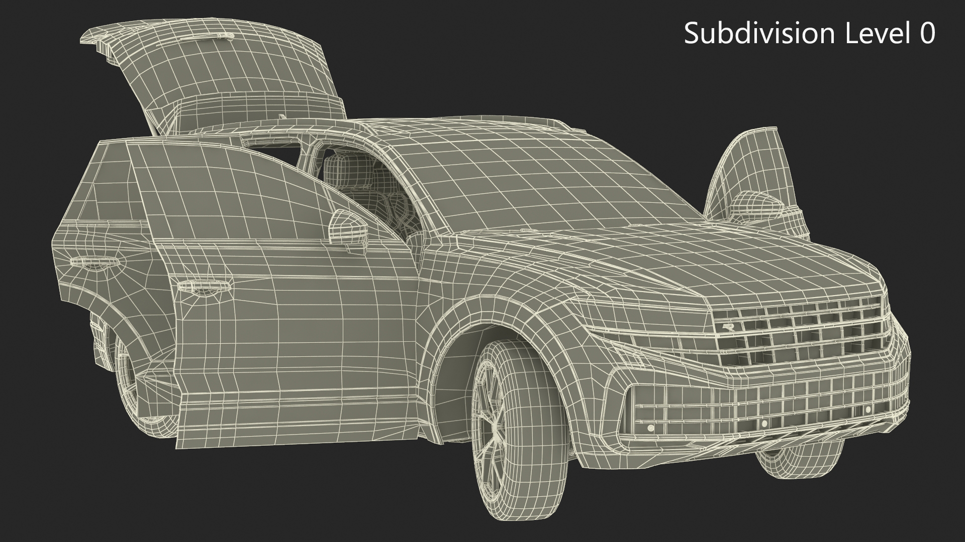 Hybrid Electric SUV Black Lights On Rigged 3D