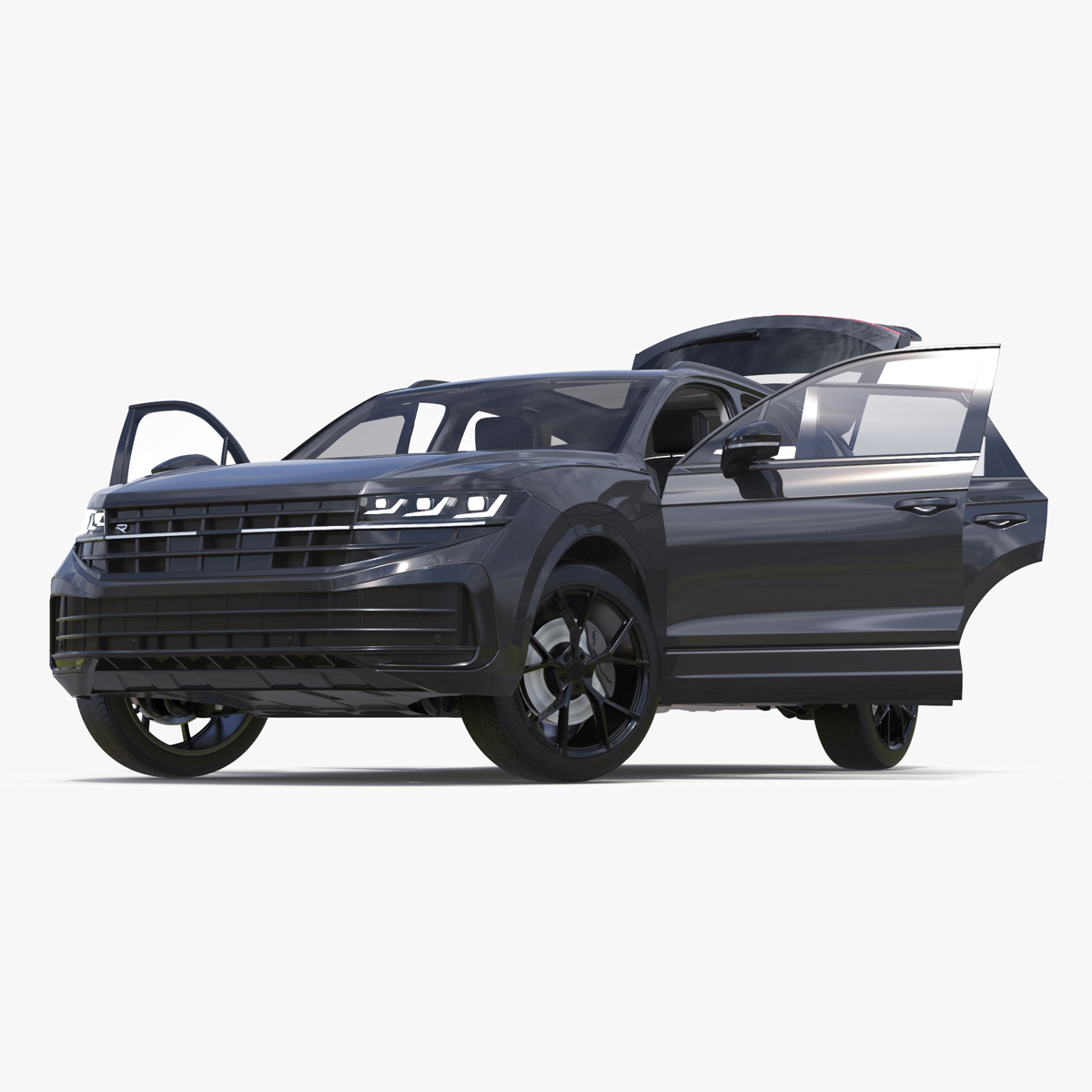 Hybrid Electric SUV Black Lights On Rigged 3D