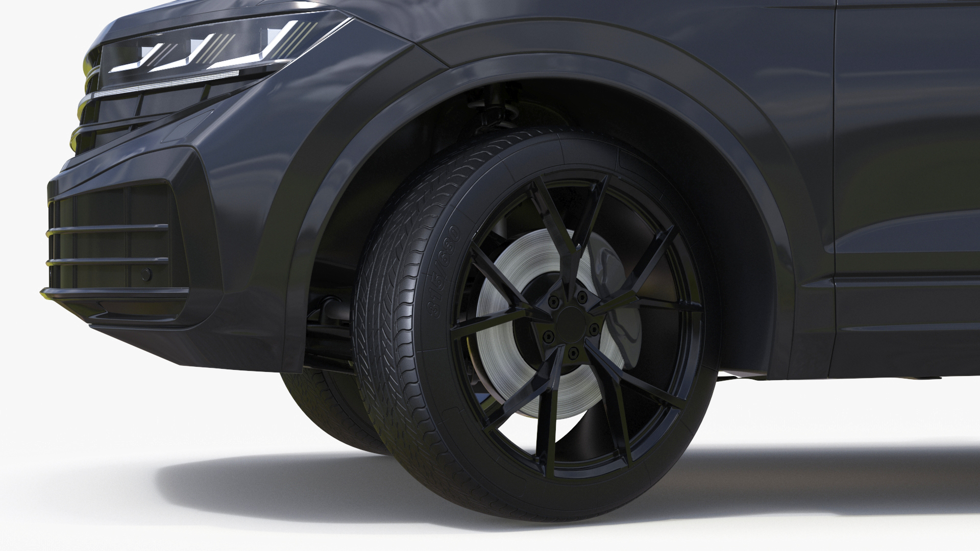 Hybrid Electric SUV Black Lights On Rigged 3D