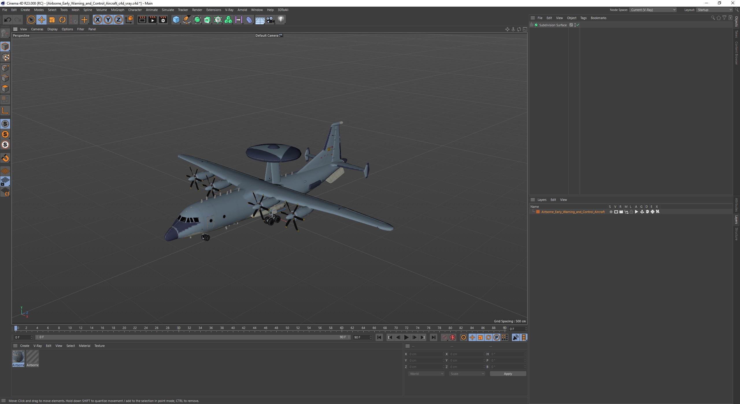 3D Airborne Early Warning and Control Aircraft model