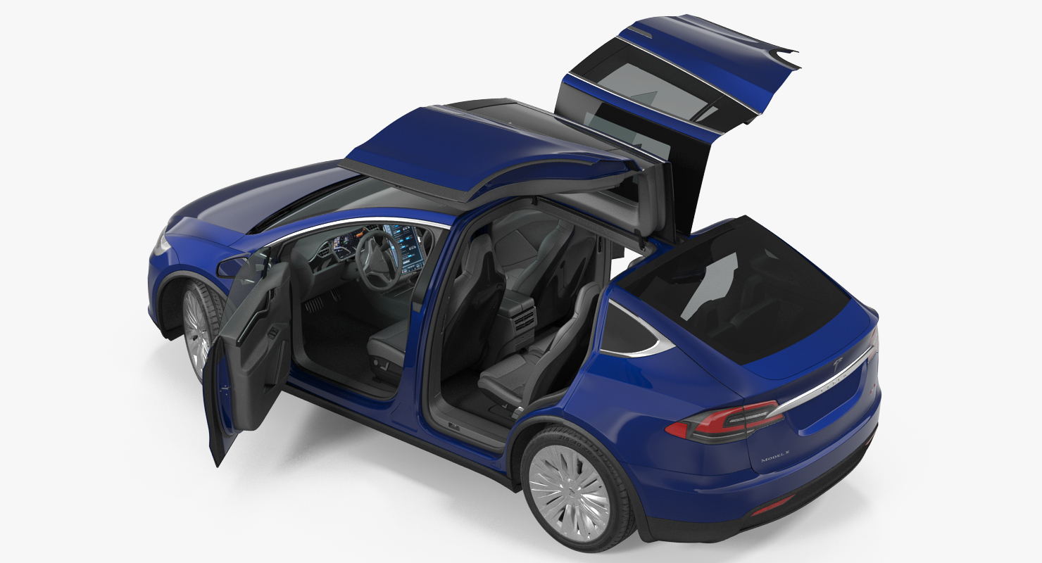 3D Tesla Model X P100D 2017 Rigged