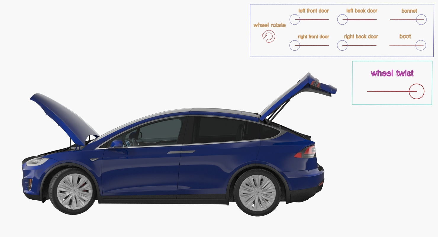 3D Tesla Model X P100D 2017 Rigged