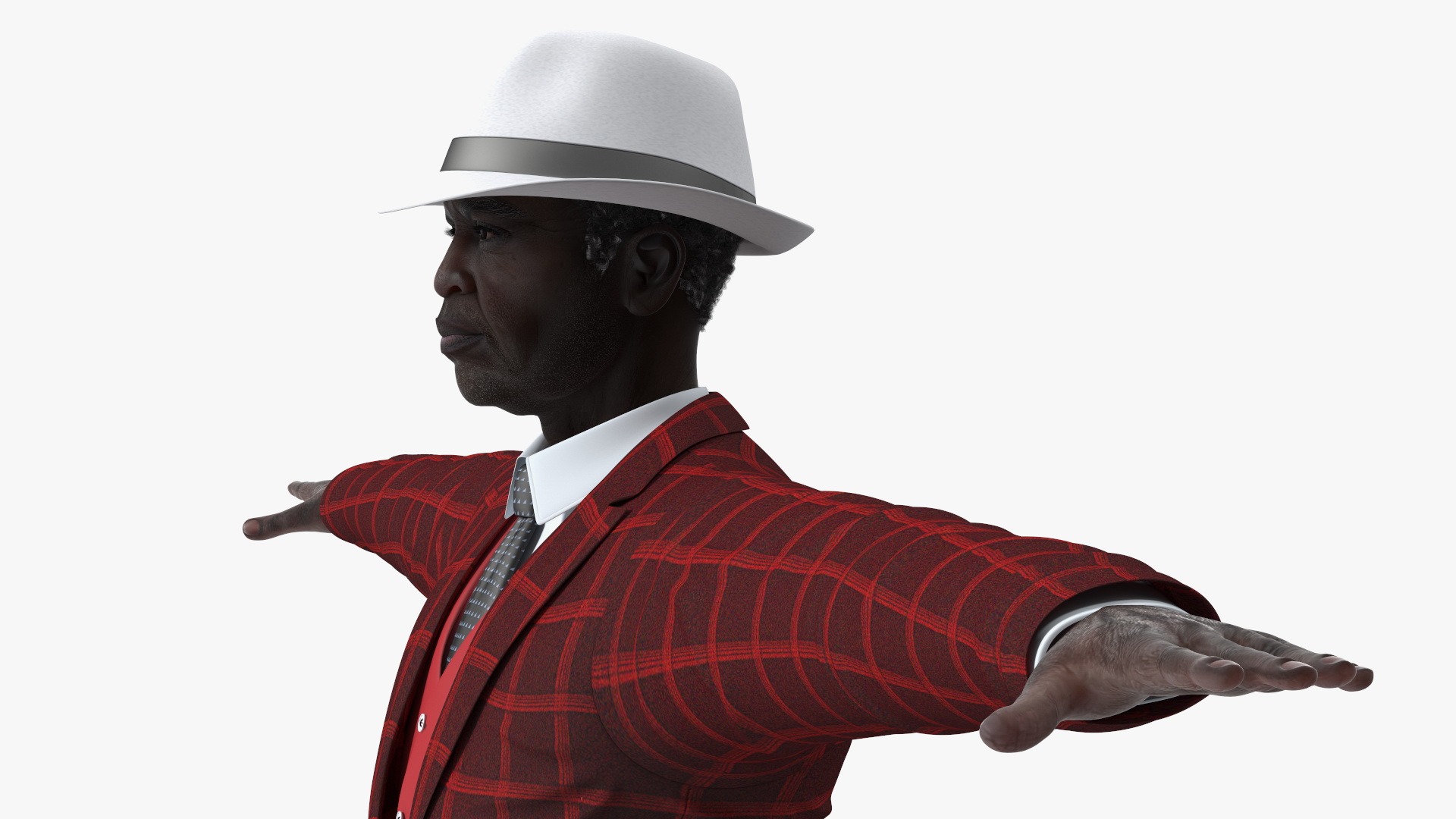 3D Afro American Elderly Man Formal Wear Rigged for Maya model
