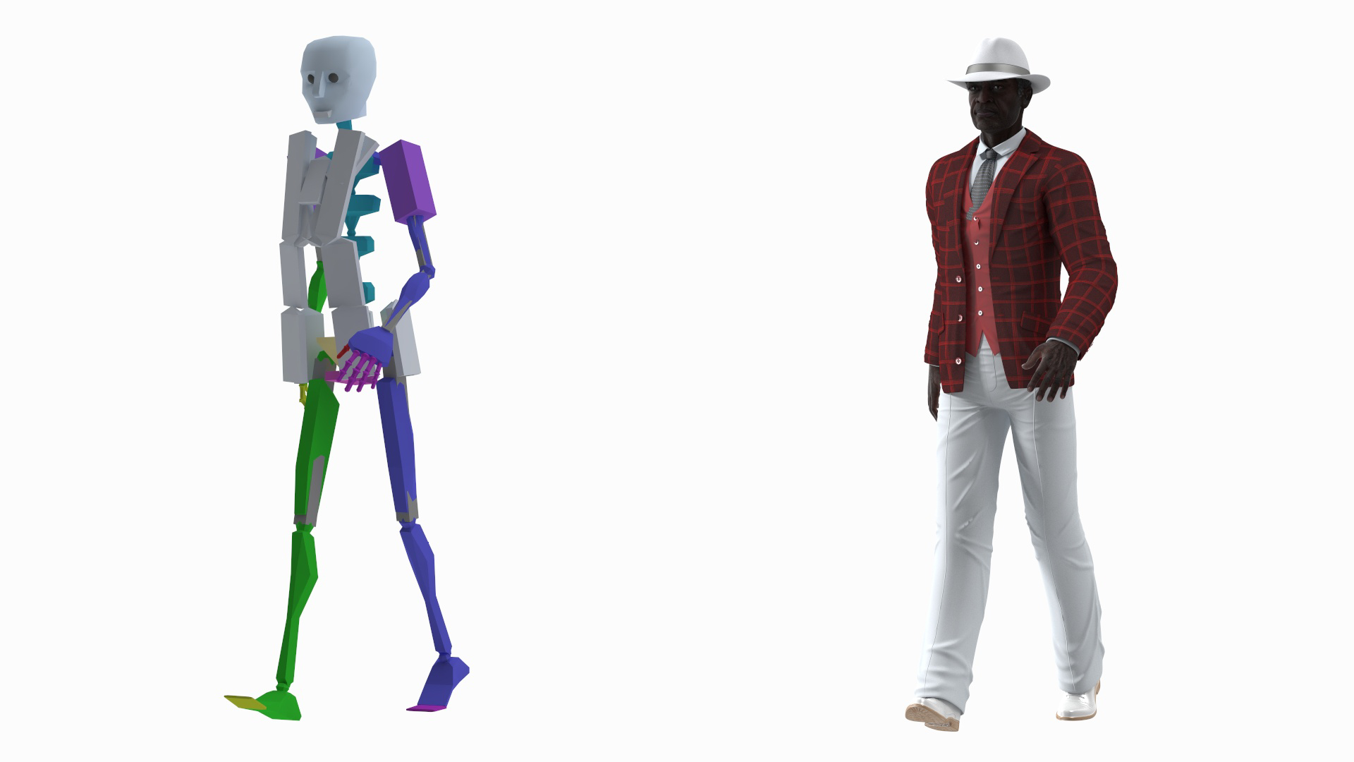 3D Afro American Elderly Man Formal Wear Rigged for Maya model