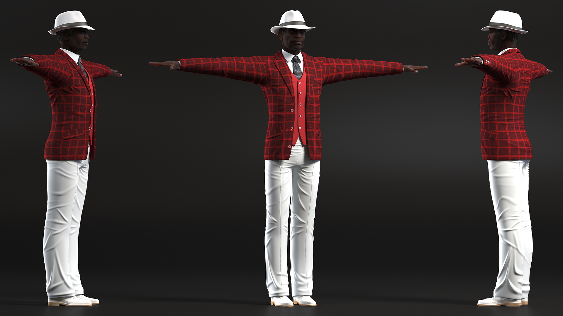 3D Afro American Elderly Man Formal Wear Rigged for Maya model