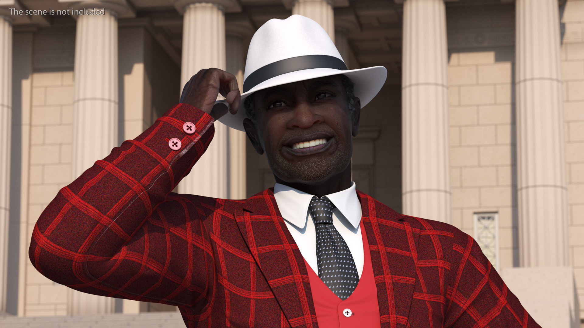 3D Afro American Elderly Man Formal Wear Rigged for Maya model