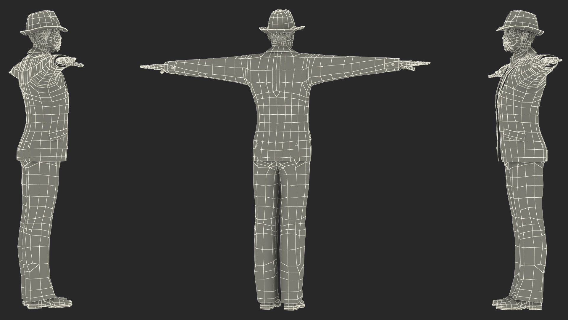 3D Afro American Elderly Man Formal Wear Rigged for Maya model