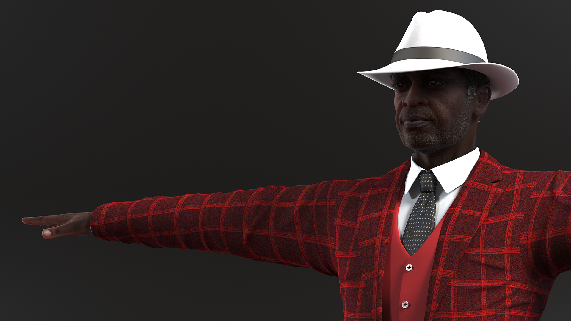 3D Afro American Elderly Man Formal Wear Rigged for Maya model