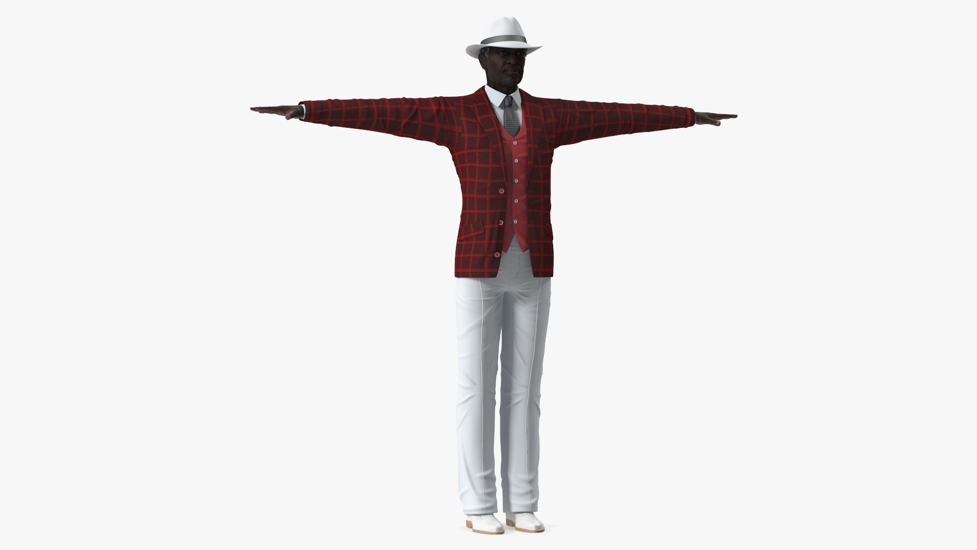 3D Afro American Elderly Man Formal Wear Rigged for Maya model