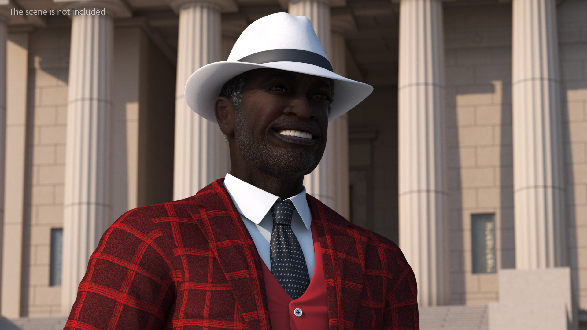 3D Afro American Elderly Man Formal Wear Rigged for Maya model
