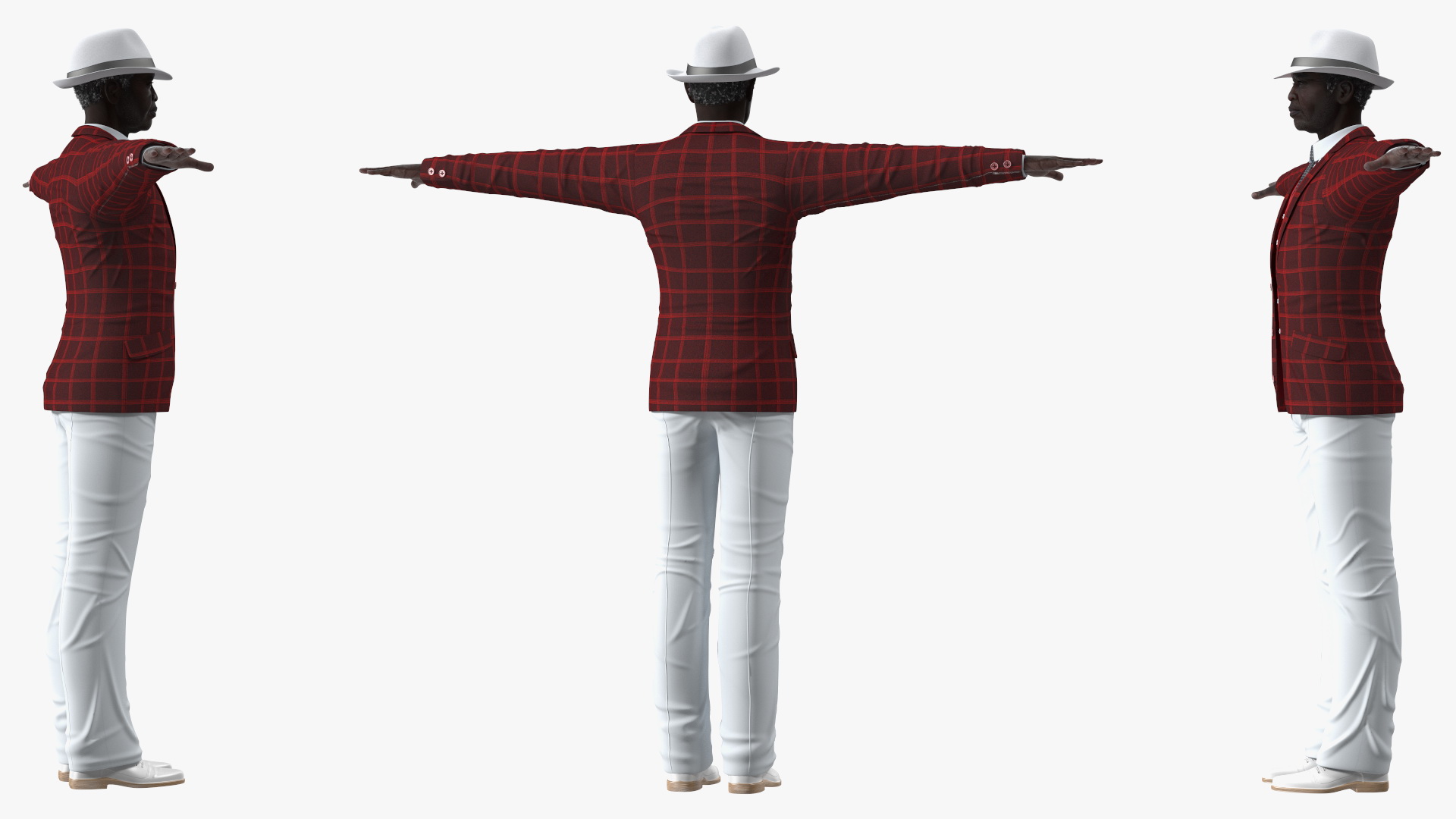 3D Afro American Elderly Man Formal Wear Rigged for Maya model