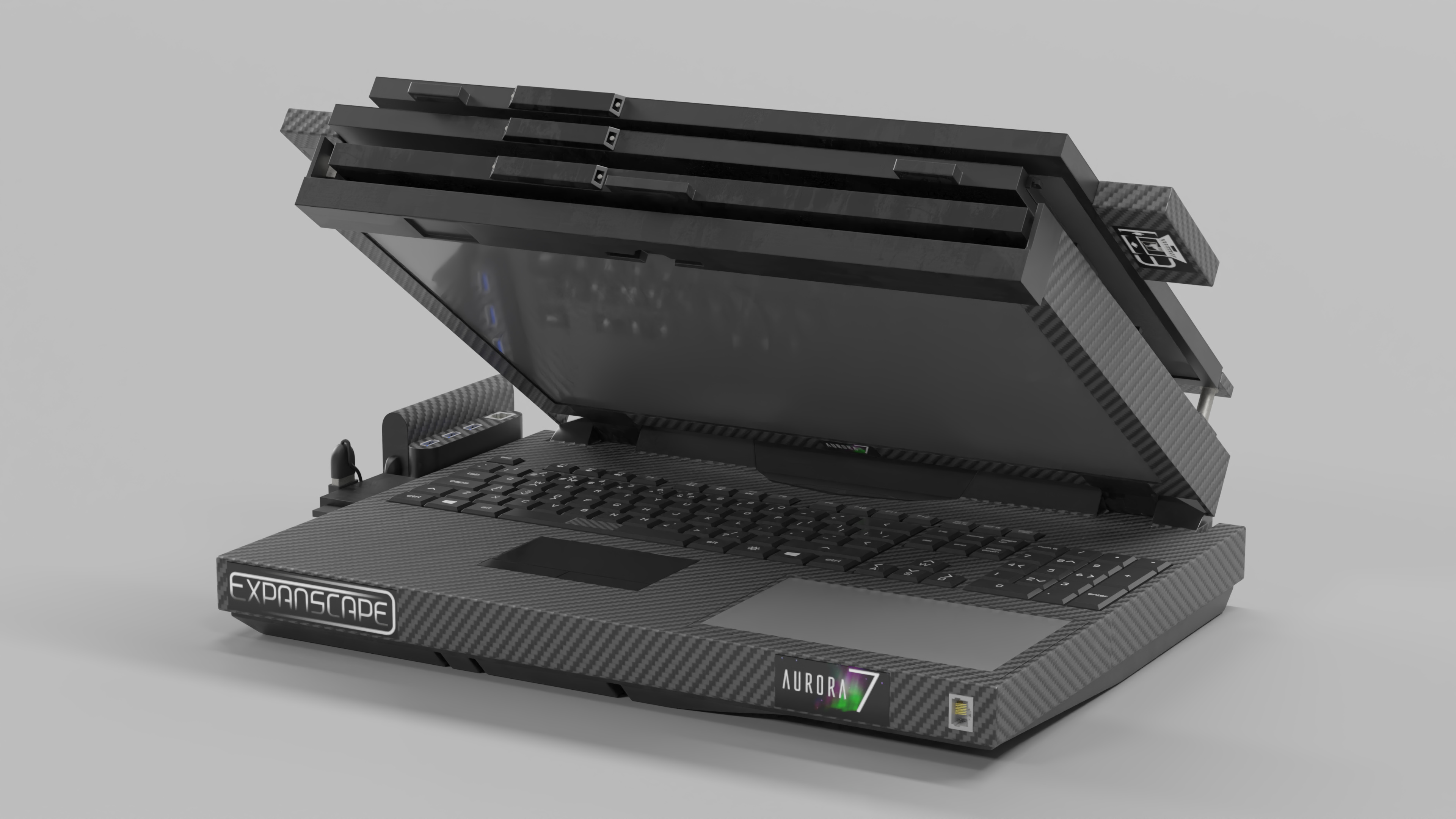 3D Laptop Expanscape Aurora Rigged
