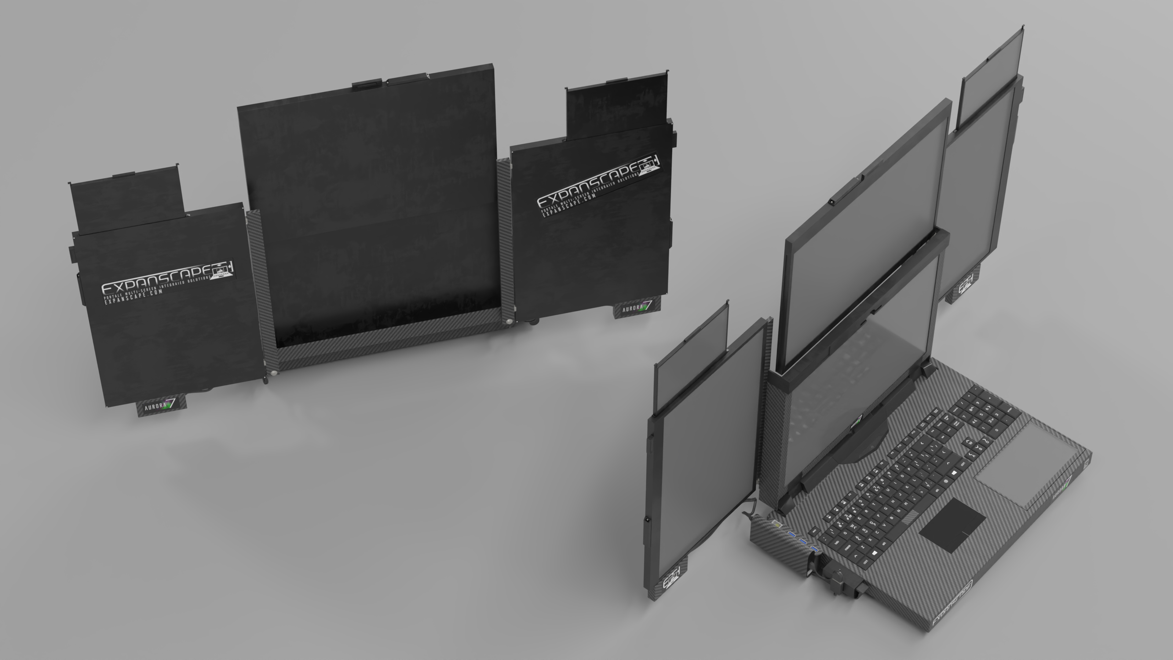 3D Laptop Expanscape Aurora Rigged