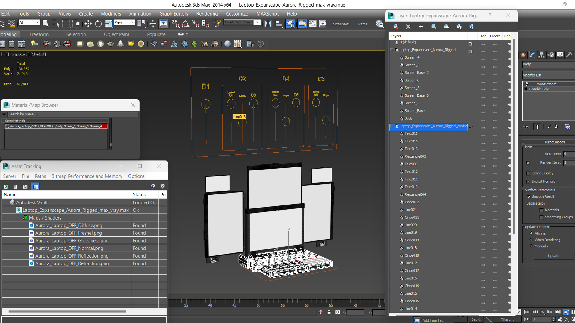 3D Laptop Expanscape Aurora Rigged