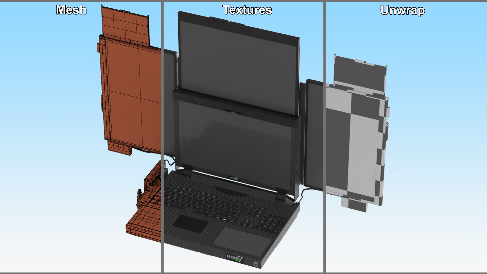 3D Laptop Expanscape Aurora Rigged