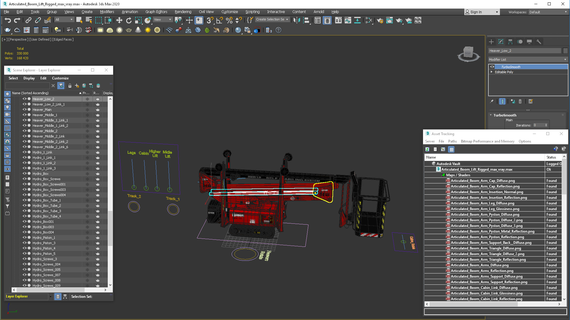 3D Articulated Boom Lift Rigged model