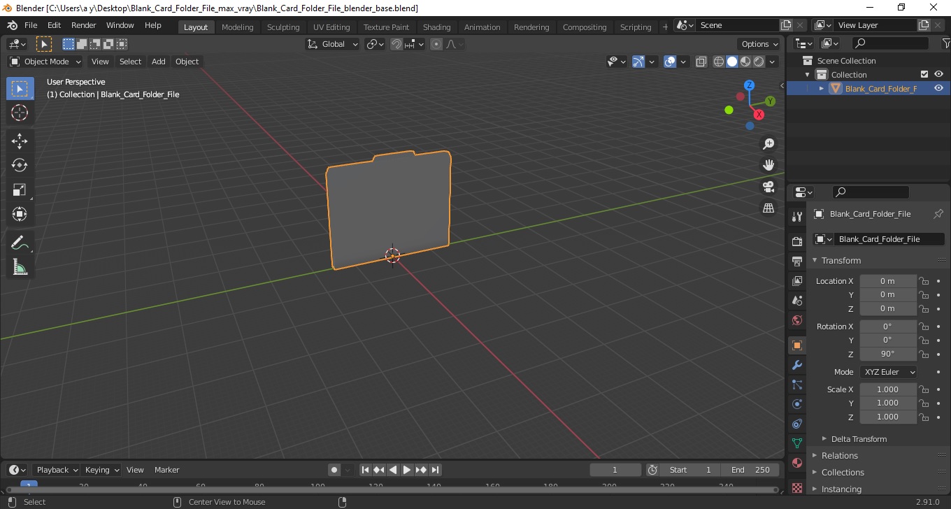 Blank Card Folder File 3D