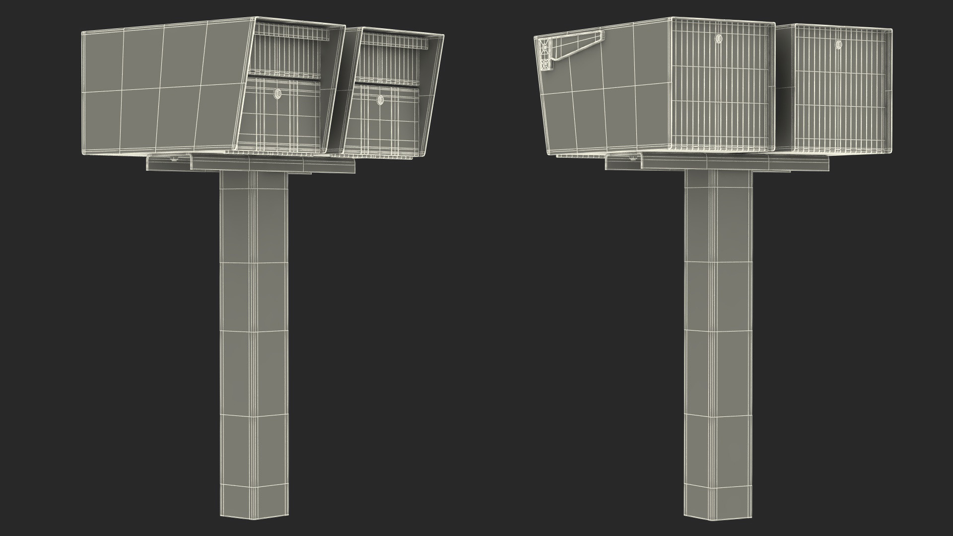 3D model Two Doors Mailbox Cluster