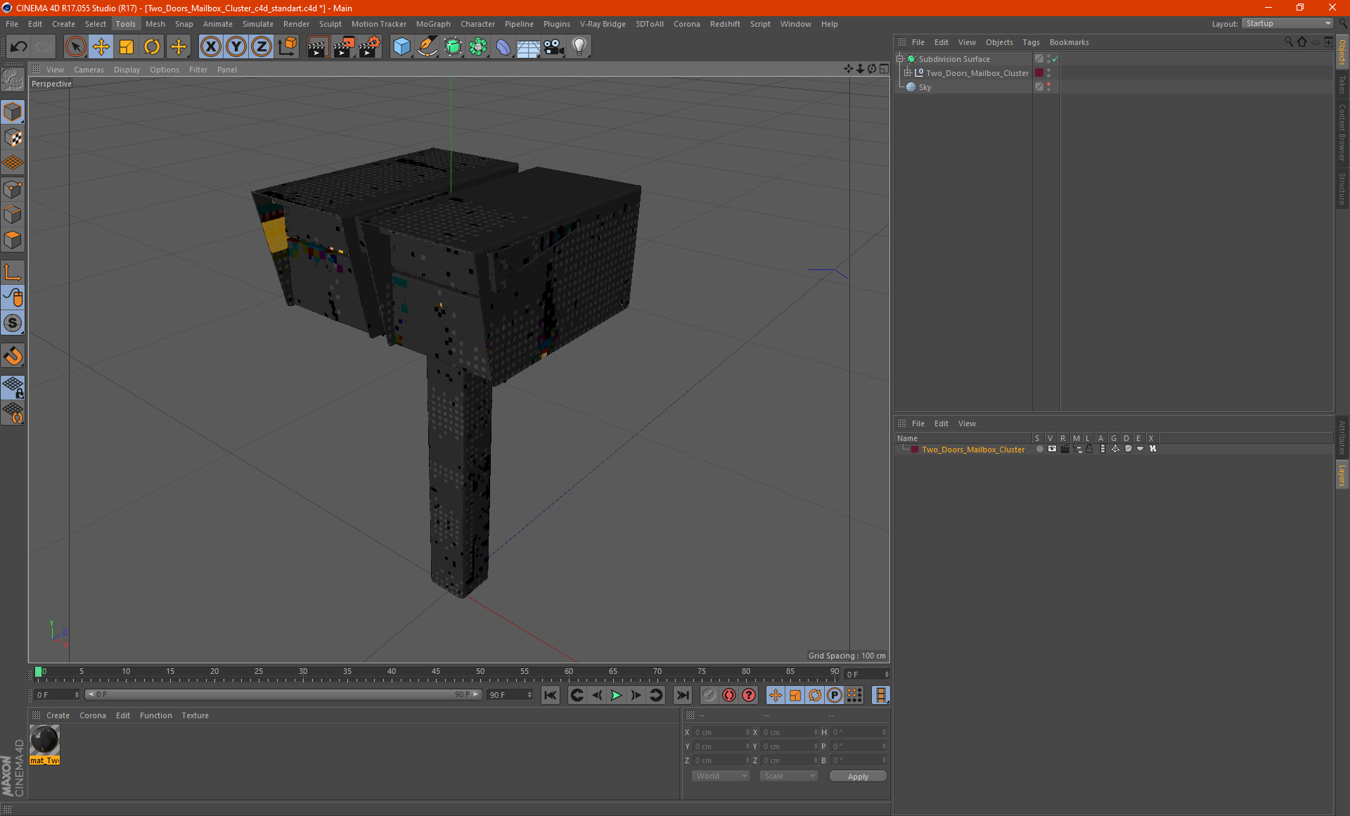 3D model Two Doors Mailbox Cluster