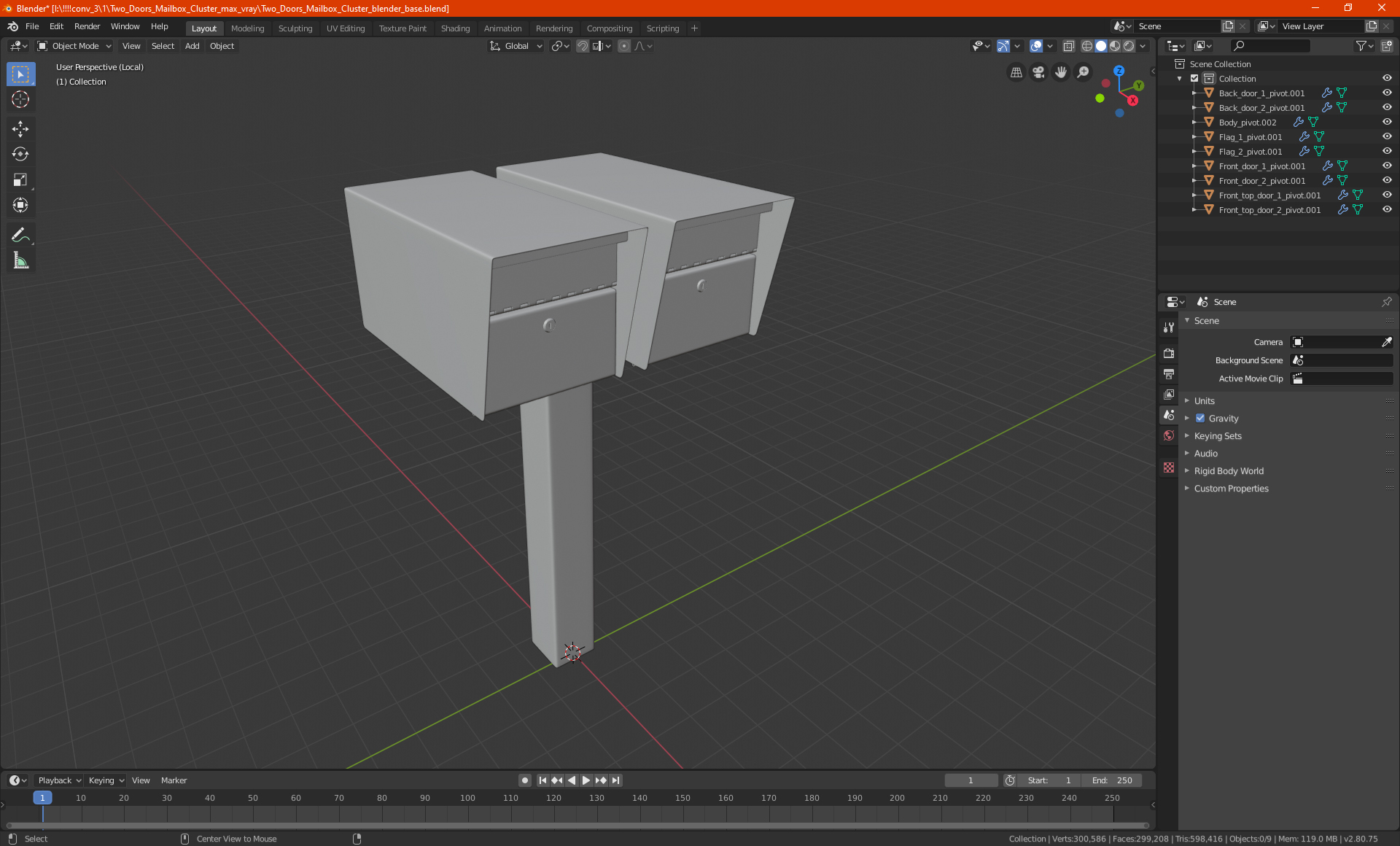 3D model Two Doors Mailbox Cluster