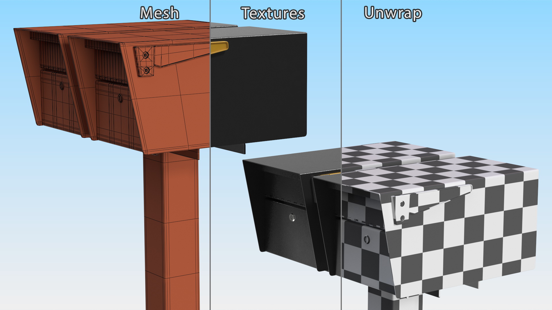 3D model Two Doors Mailbox Cluster