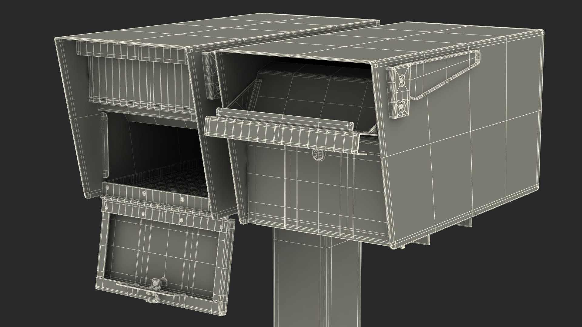 3D model Two Doors Mailbox Cluster