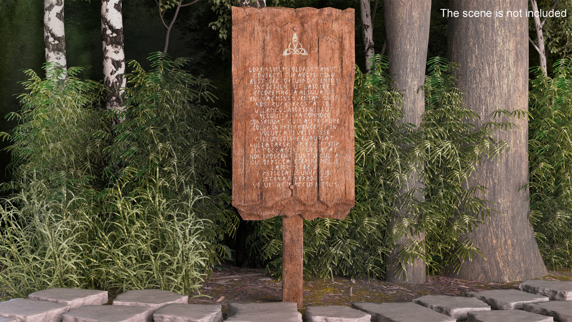 3D Aged Wooden Rural Road Signpost Mockup model