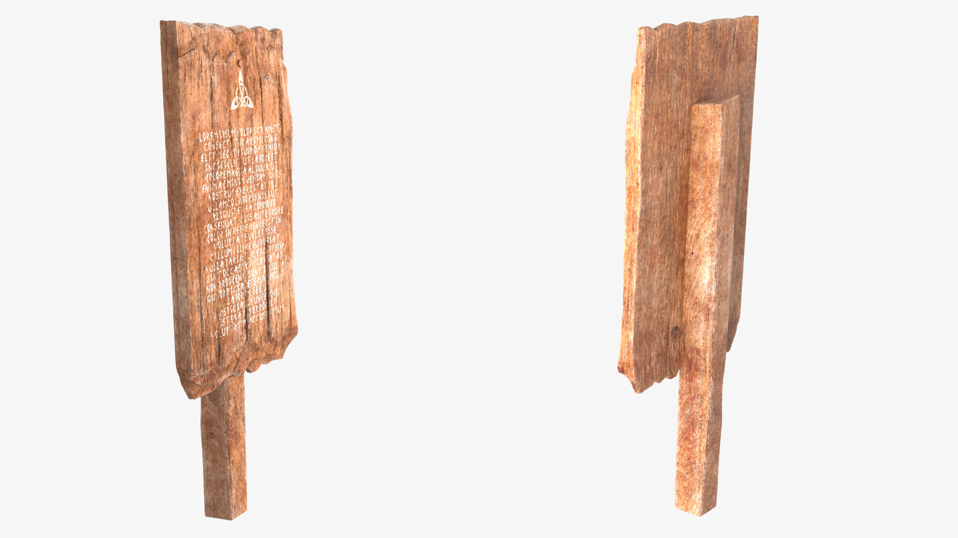 3D Aged Wooden Rural Road Signpost Mockup model