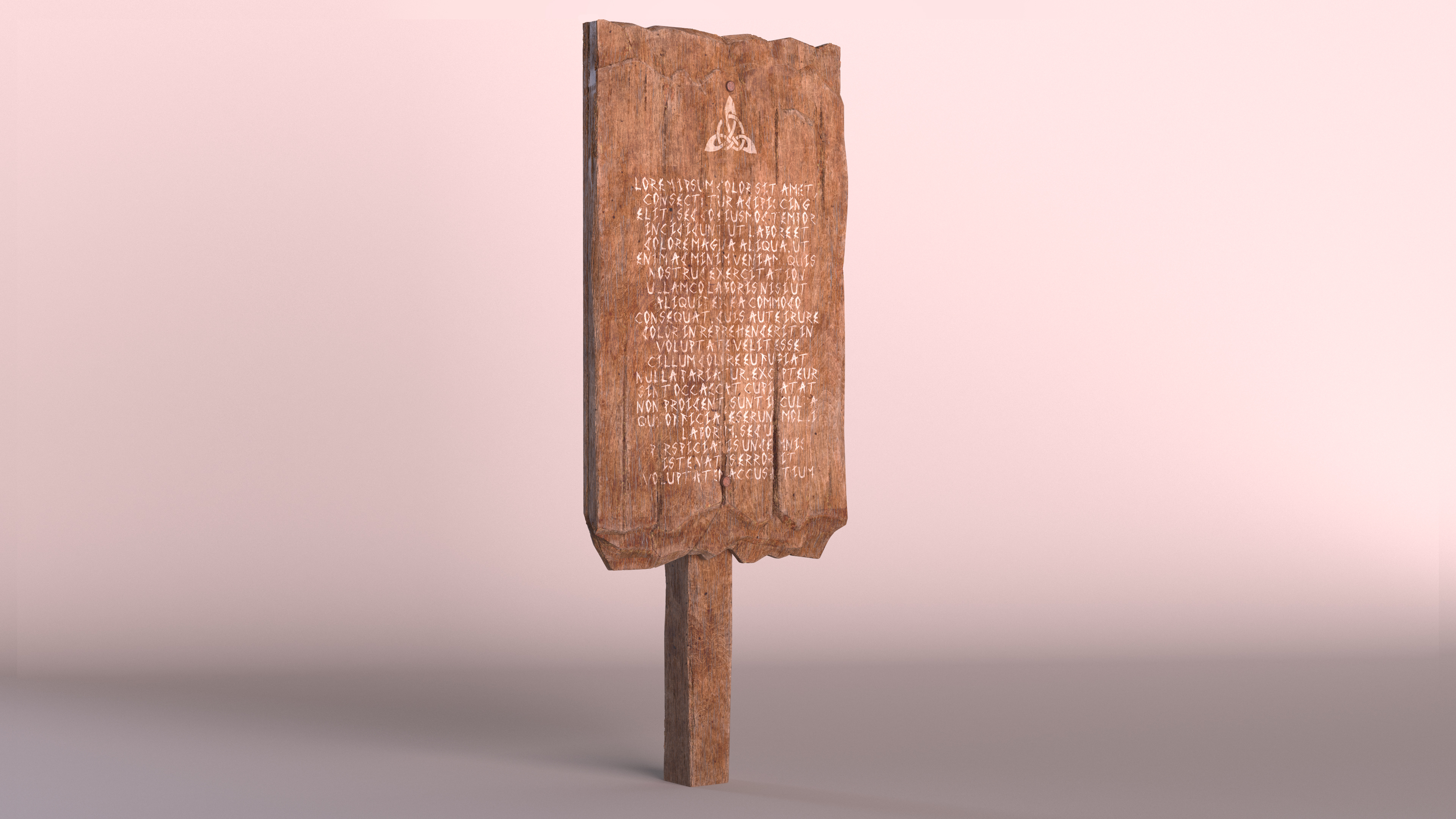 3D Aged Wooden Rural Road Signpost Mockup model