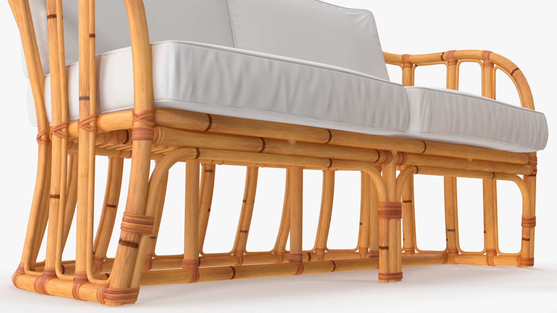 Vintage Bamboo Furniture with Cushions Set 3D
