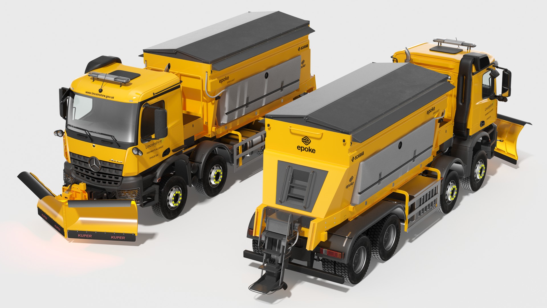 Mercedes Benz 8x6 Arocs Gritter Truck Rigged 3D model