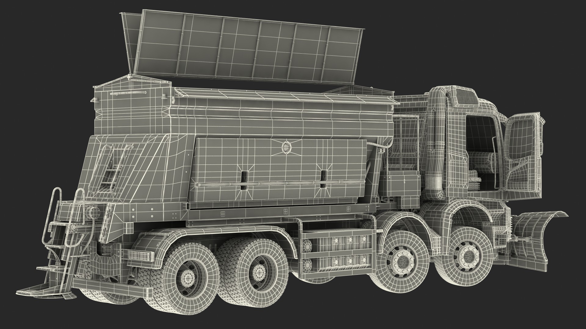 Mercedes Benz 8x6 Arocs Gritter Truck Rigged 3D model