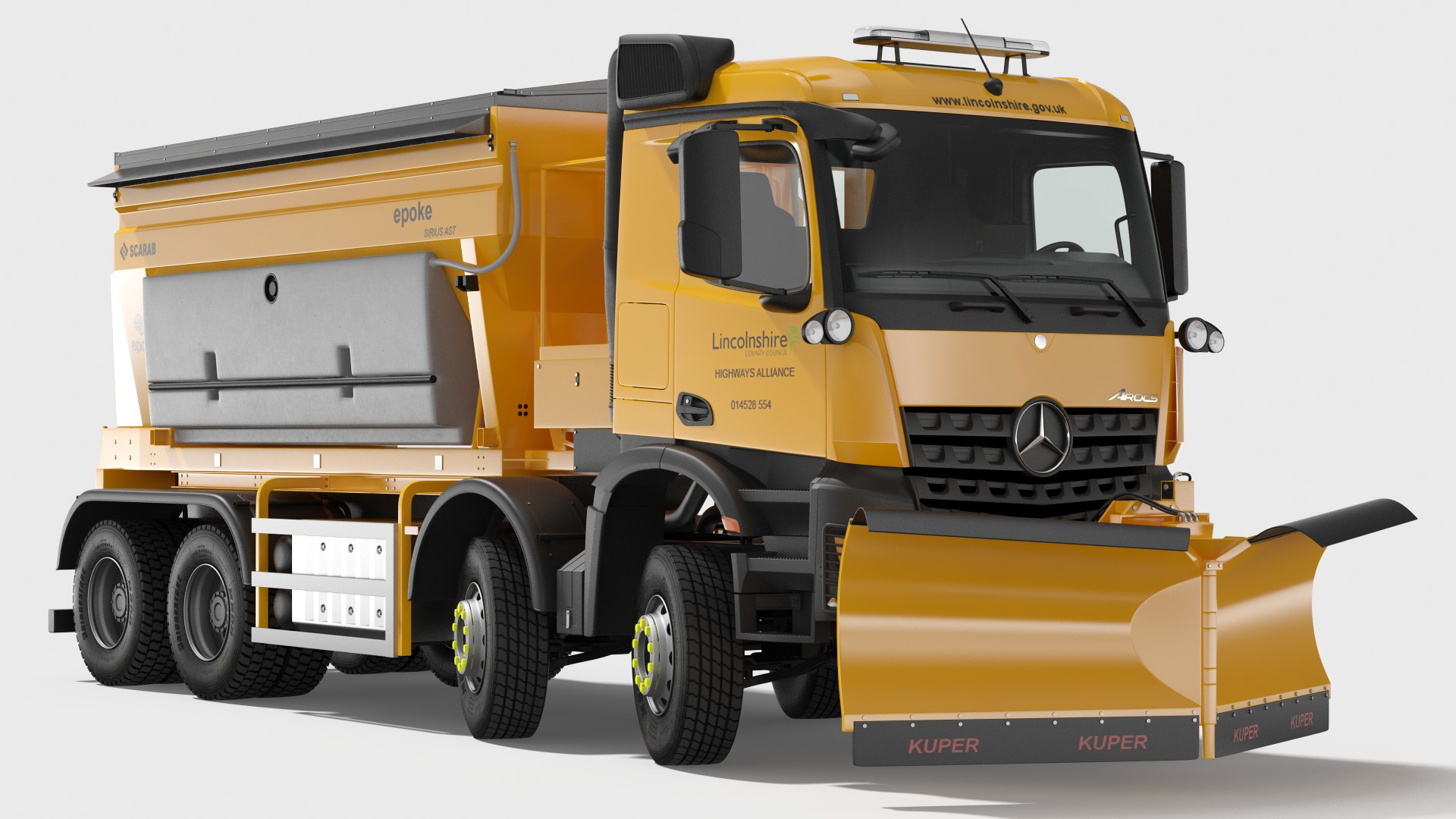 Mercedes Benz 8x6 Arocs Gritter Truck Rigged 3D model