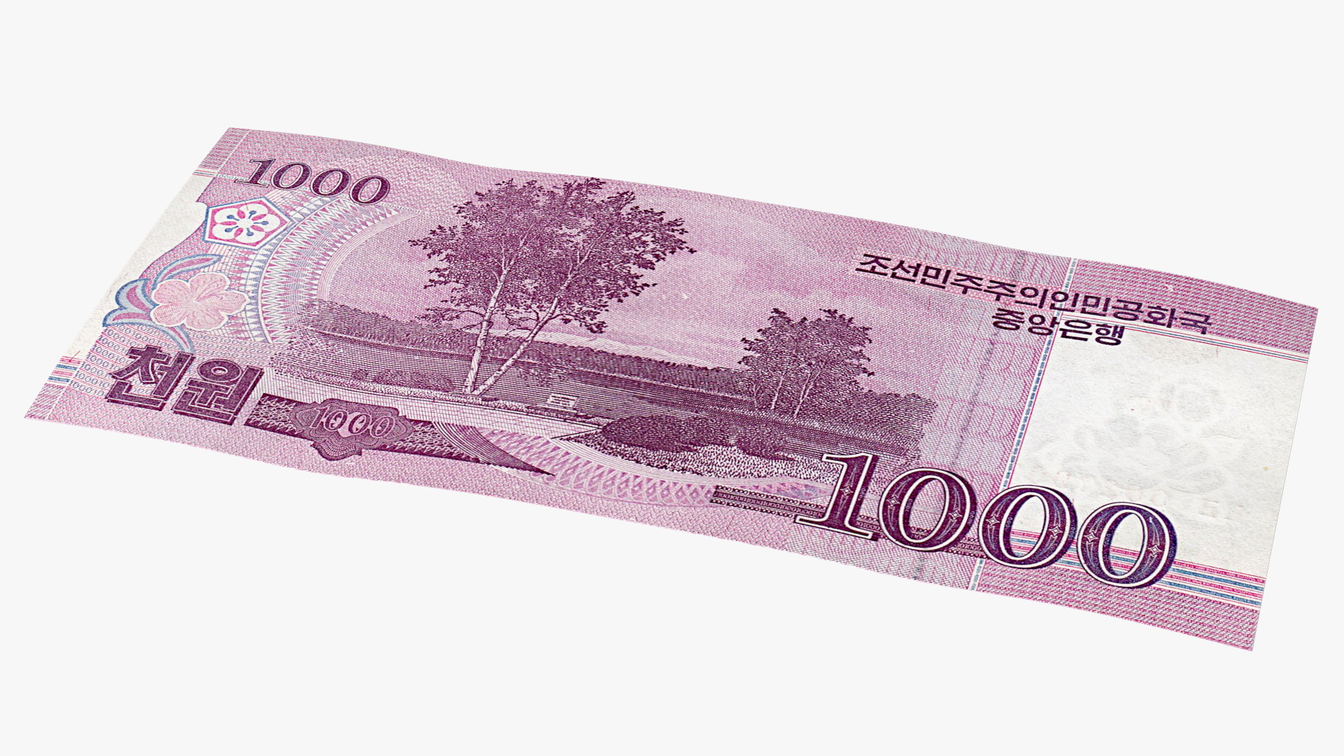 North Korea 1000 Won Banknotes Bundle 3D