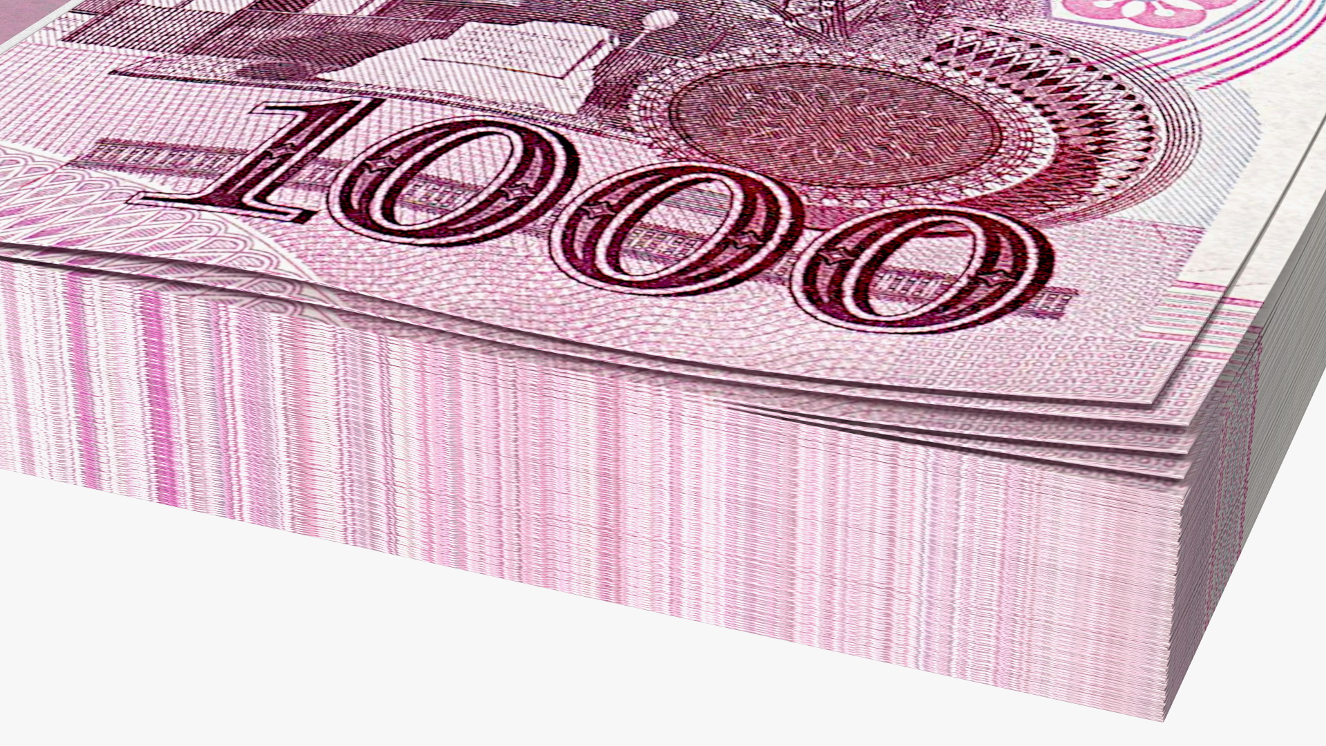 North Korea 1000 Won Banknotes Bundle 3D