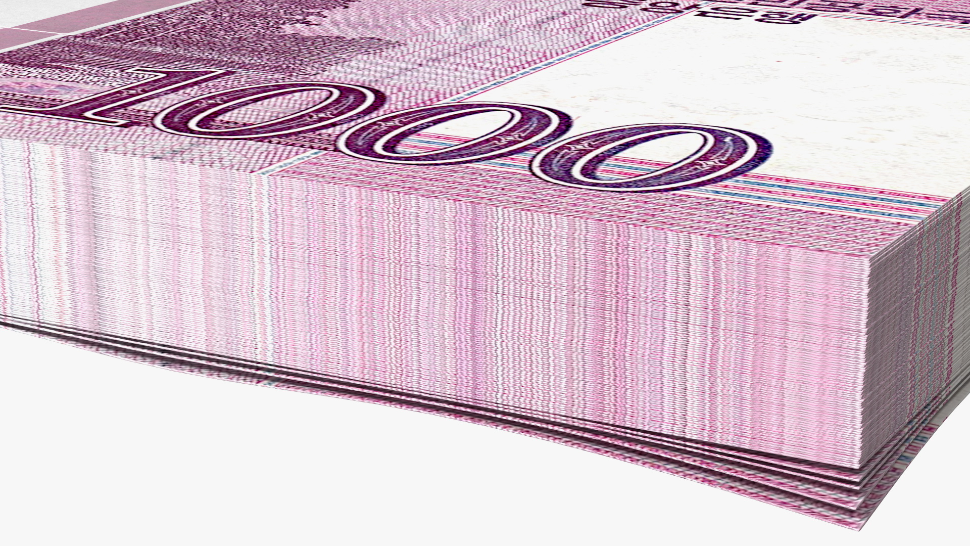 North Korea 1000 Won Banknotes Bundle 3D