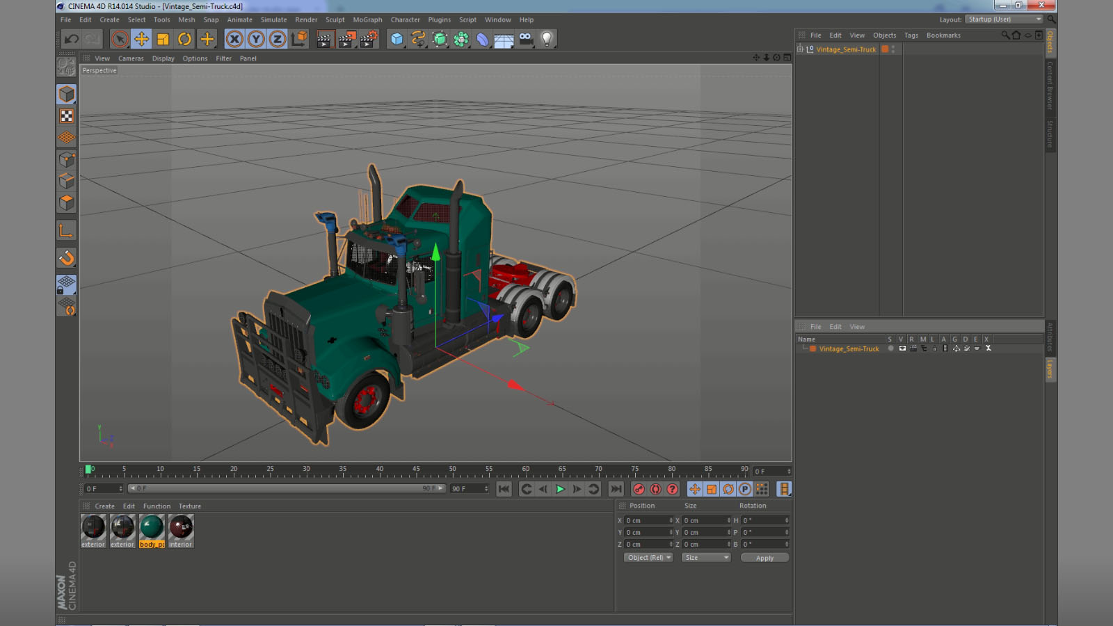 3D Vintage Semi-Truck model