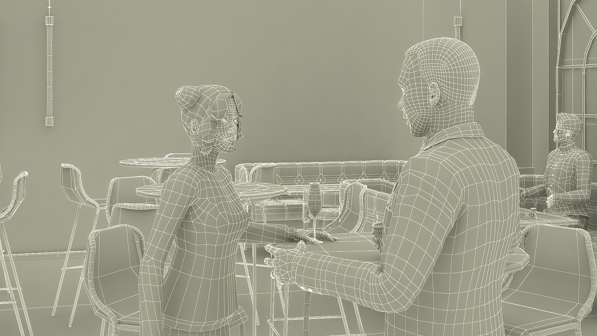 Modern Bar with Customers Fur 3D model