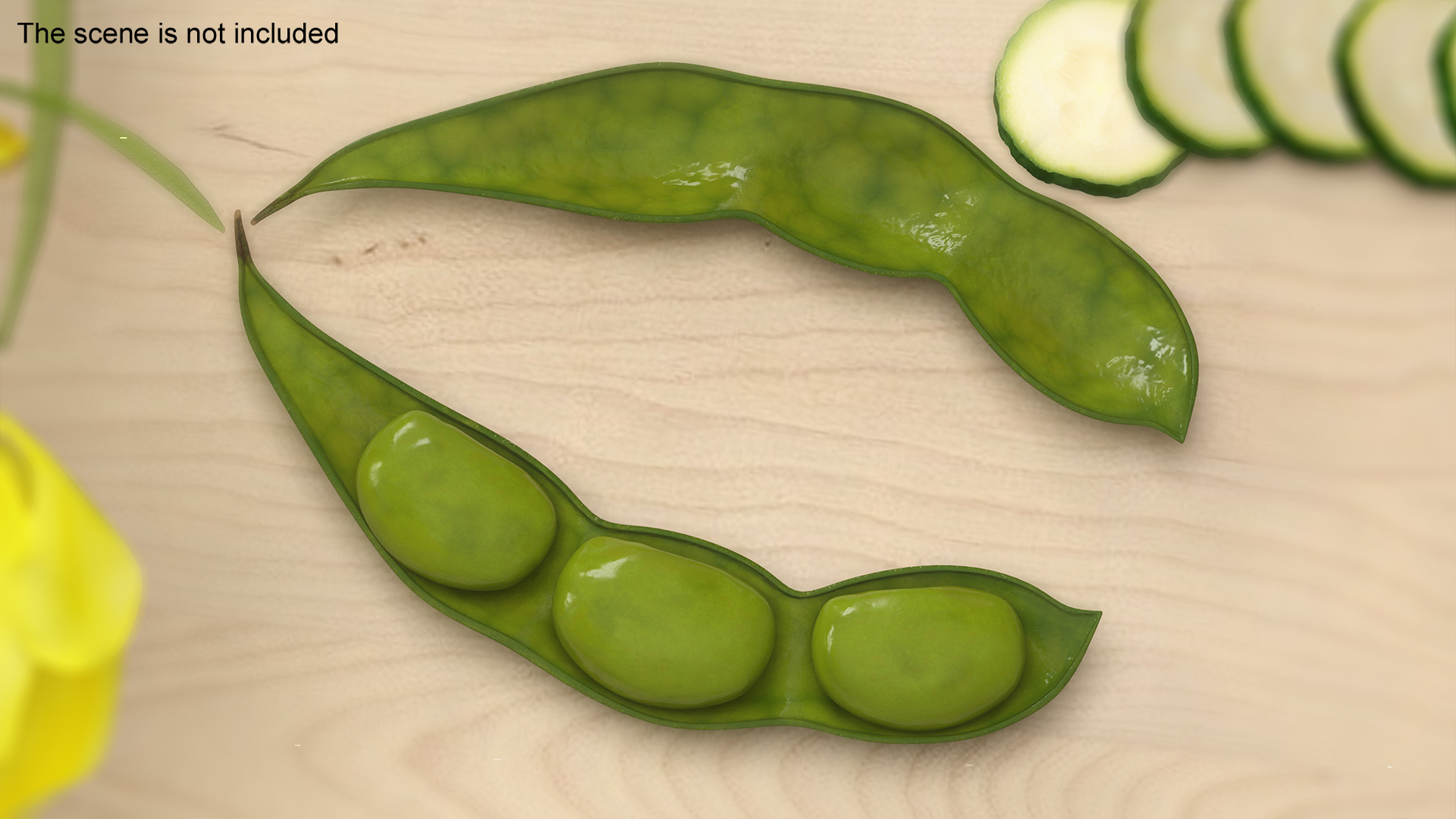 Green Soybean Pod Open 3D