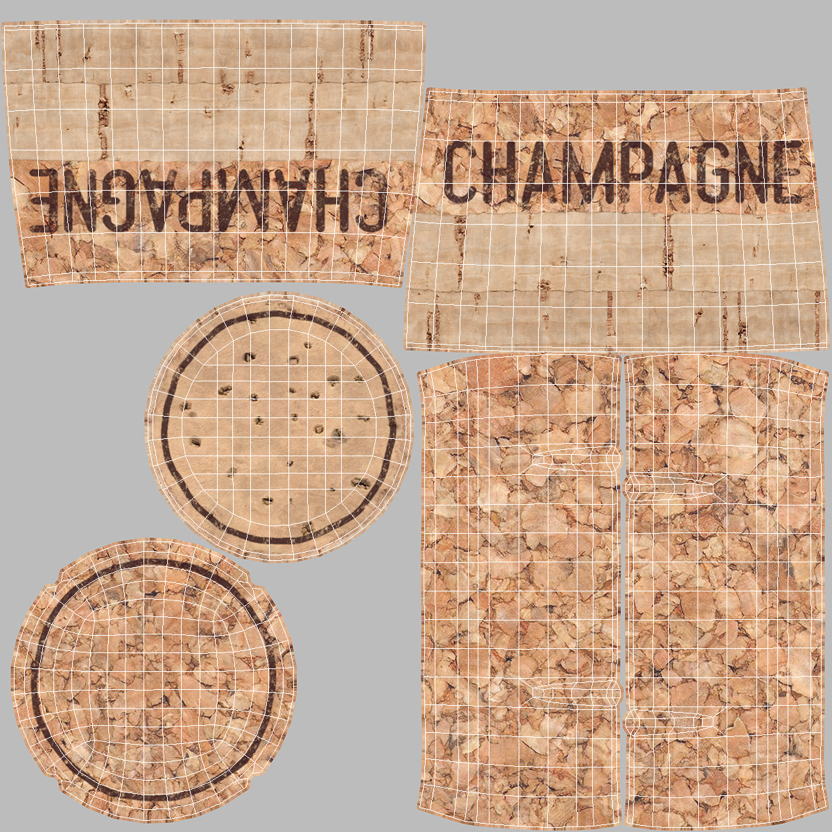 3D Champagne Bottle Cork with Yellow Wire Upright