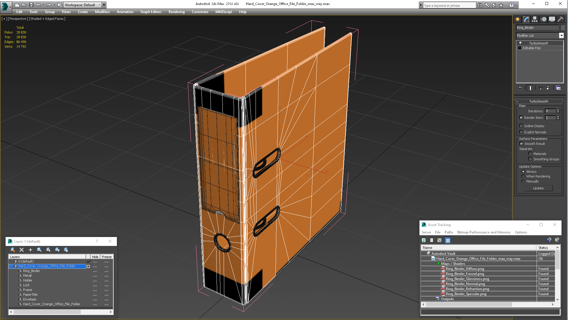 3D Hard Cover Orange Office File Folder