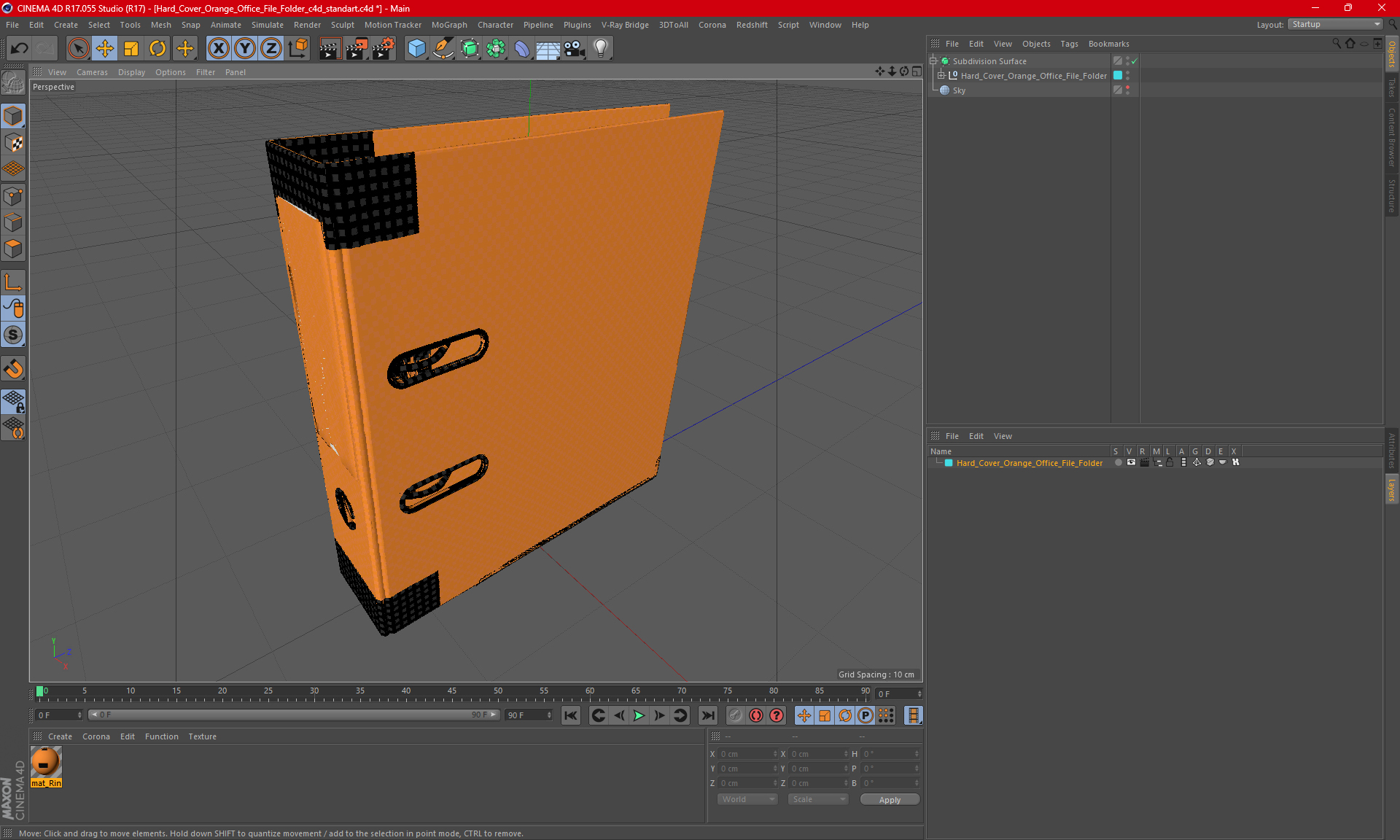 3D Hard Cover Orange Office File Folder