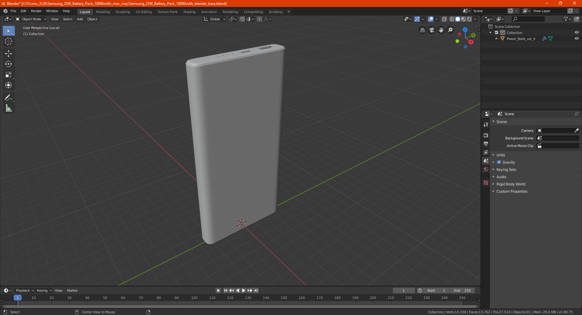 3D Samsung 25W Battery Pack 10000mAh model