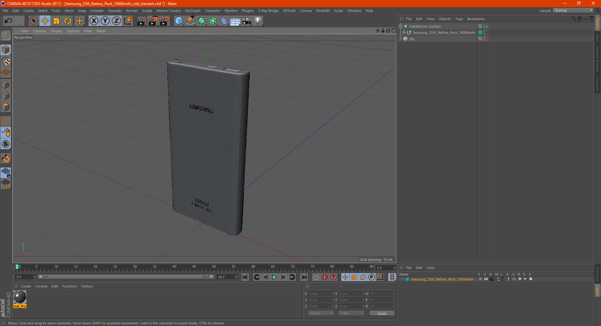 3D Samsung 25W Battery Pack 10000mAh model